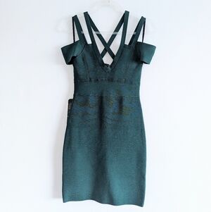 NWT Bebe x Naven Green Strappy Bodycon Mini Dress Size Medium